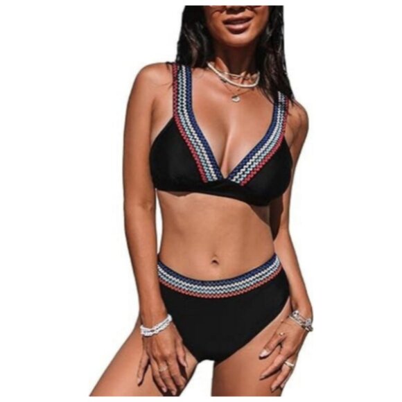 **CUPSHE** Women Bikini Set High Waist V Neck Crochet NWT Small - Picture 4 of 6